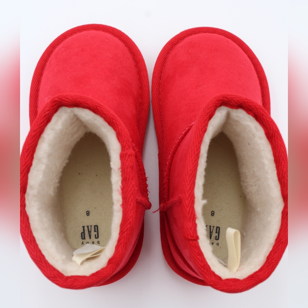 GAP Toddler Girls Red Microsuede Boots – Size 8 - Picture 4 of 6